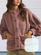 Load image into Gallery viewer, Freya Chunky Knit Shacket Vintage Mauve- Stretch