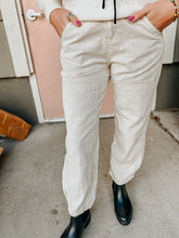 Load image into Gallery viewer, Oatmeal Barrel Washed Denim-Elastic Waist