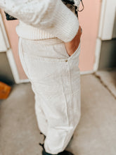 Load image into Gallery viewer, Oatmeal Barrel Washed Denim-Elastic Waist