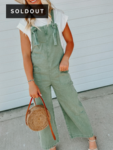 Load image into Gallery viewer, Overall Olive Wide Leg-stretch denim