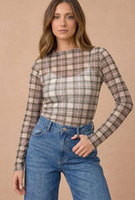 Load image into Gallery viewer, Plaid Prep Cream Mesh Top