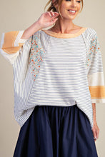 Load image into Gallery viewer, Prescott STRIPED MIX PRINT WASHED TOP