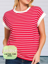 Load image into Gallery viewer, American Red Stripe Cotton Top - stretch