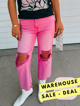 Load image into Gallery viewer, Pink Vervet Dupe Mineral Wash Denim Pants-100% cotton (Copy)