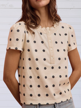 Load image into Gallery viewer, Dainty Polka Dot Knit Short Sleeve Top- stretch