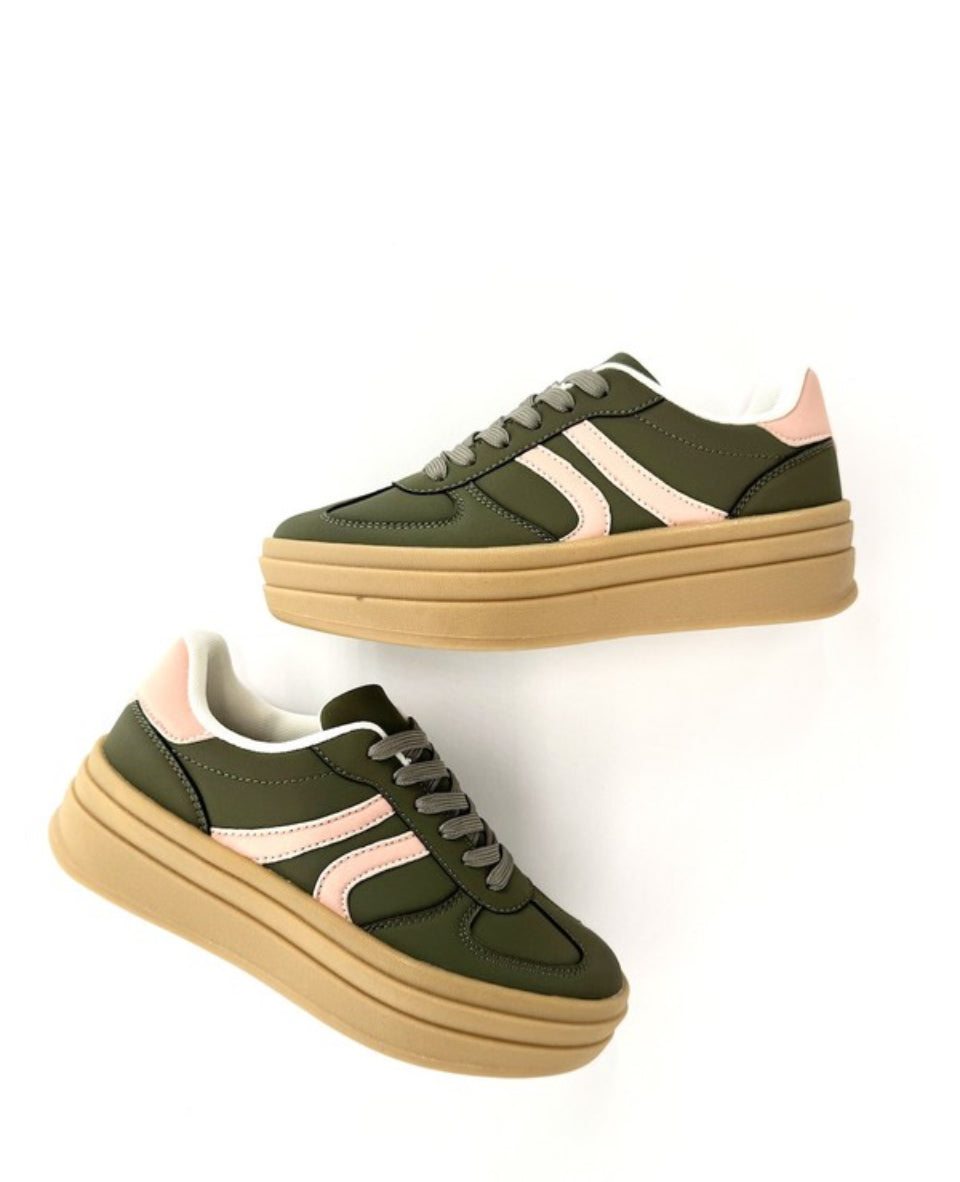 Olive Gazelle Dupe Sneaker Platform