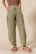 Load image into Gallery viewer, Olive Barrel Washed Denim-Elastic Waist
