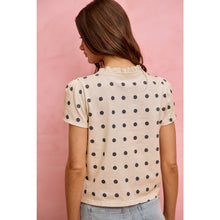 Load image into Gallery viewer, Dainty Polka Dot Knit Short Sleeve Top- stretch
