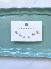 Load image into Gallery viewer, Flower Cherry Pearl 3 Piece Set Mini Earring- Sterling Silver
