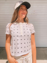 Load image into Gallery viewer, Dainty Polka Dot Knit Short Sleeve Top- stretch
