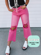 Load image into Gallery viewer, Pink Vervet Dupe Mineral Wash Denim Pants
