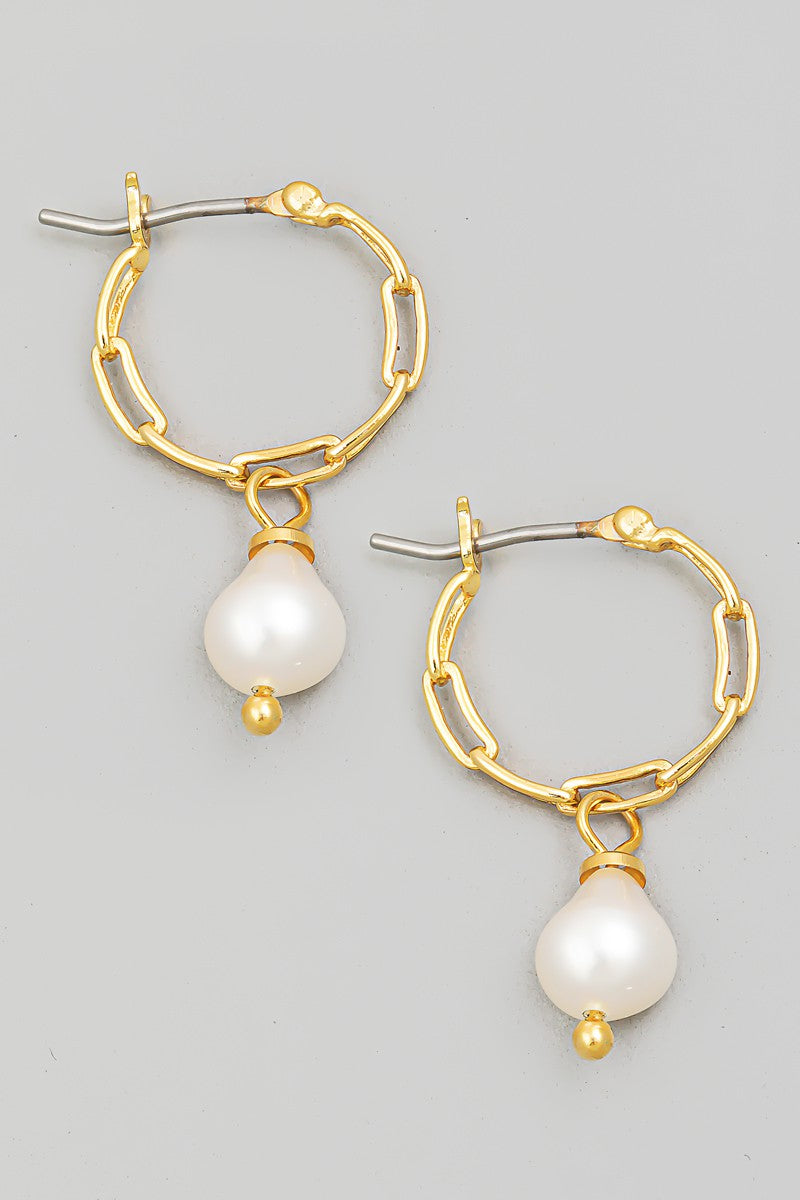 Gia Pearl N Chain Hoop Earring