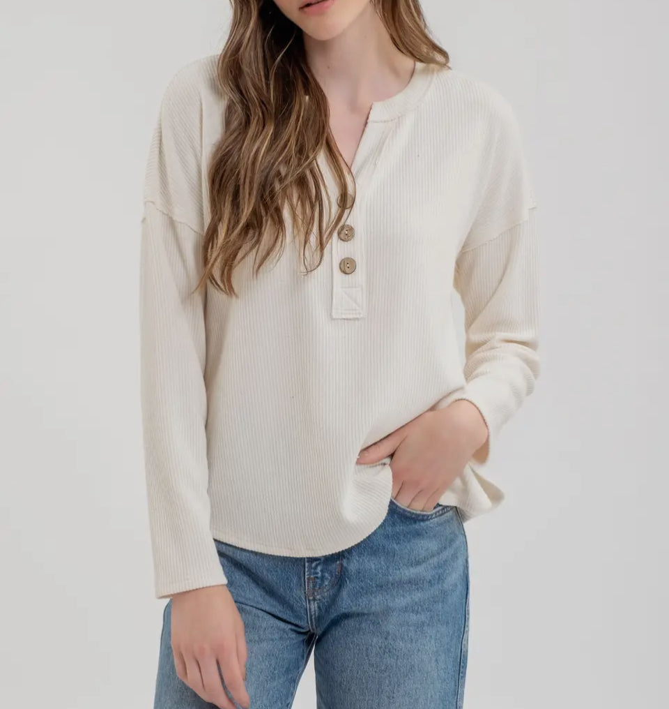 Ivory Plush Henley Top