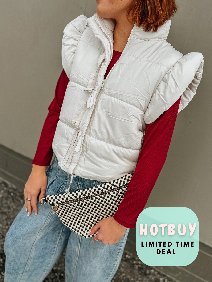 Arya White Puffy Sleeve Vest