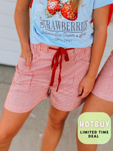 Load image into Gallery viewer, Red Pinstripe Rope Tie wide leg shorts
