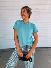 Load image into Gallery viewer, Dusty Blue Light Weight Cotton Top- stretch

