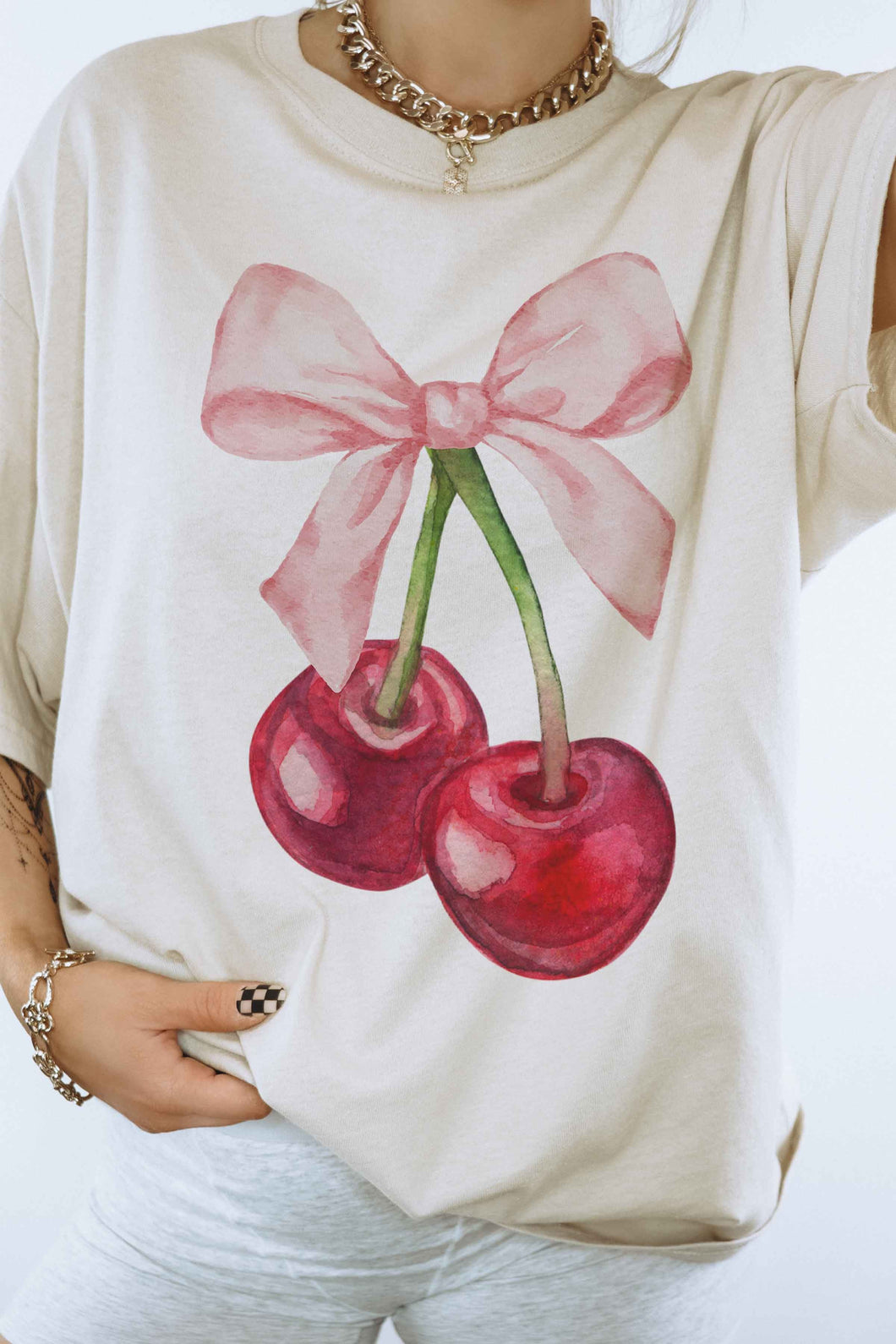 Coquette Cherry w/Bow on Top Graphic Tee