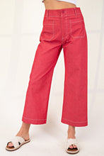 Load image into Gallery viewer, Mikayla Cropped Stretchy Denim- Raspberry
