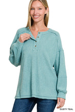 Load image into Gallery viewer, Dusty Teal Freya Fleece Pullover-stretchy
