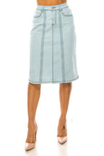 Load image into Gallery viewer, Henisee Light Wash Denim Skirt-Stretchy
