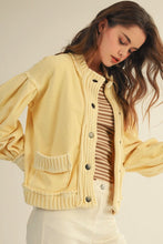 Load image into Gallery viewer, Butter Yellow Free Soul Chunky Knit Shacket- Stretch
