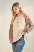 Load image into Gallery viewer, Creme N Floral Fall Colorblock Knit Top -Stretchy
