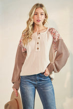 Load image into Gallery viewer, Creme N Floral Fall Colorblock Knit Top -Stretchy
