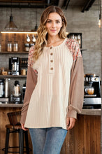 Load image into Gallery viewer, Creme N Floral Fall Colorblock Knit Top -Stretchy
