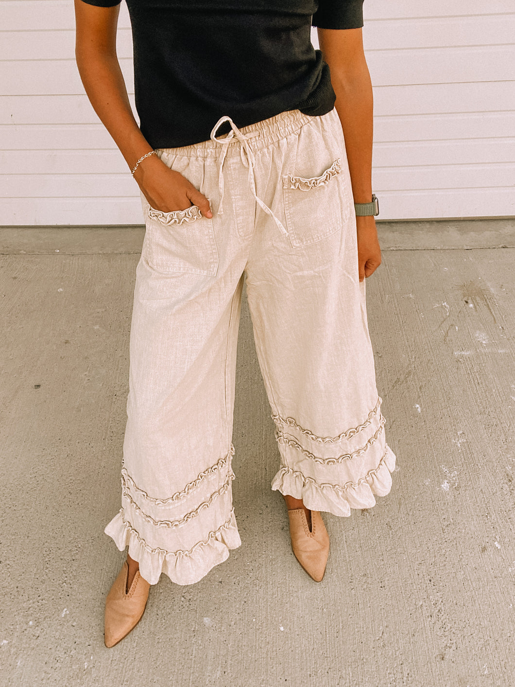 Tan Sassy Boho Mineral Pants- cotton