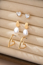 Load image into Gallery viewer, Heart Drop Pearl Studed Hoop Trio Earrings Set
