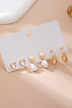 Load image into Gallery viewer, Heart Drop Pearl Studed Hoop Trio Earrings Set
