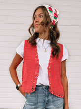 Load image into Gallery viewer, Coral Crochet Lace Vest
