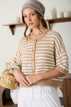 Load image into Gallery viewer, Teddy Brown Striped Crochet Cami Sweater
