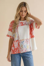 Load image into Gallery viewer, Sweet Coral Patchwork Ribbed Top- stretchy
