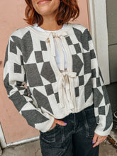 Load image into Gallery viewer, Quilt Block Bow Tie Cardigan
