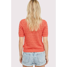 Load image into Gallery viewer, Coral Escape Crochet Pointelle Short Sleeve Top- stretchy
