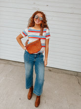 Load image into Gallery viewer, Orange Stripe POP No Layer Cotton Top- stretch
