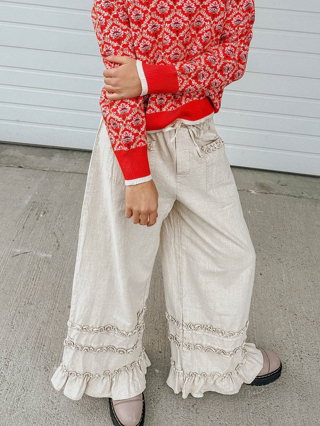 Tan Sassy Boho Mineral Pants- cotton