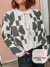 Load image into Gallery viewer, Quilt Block Bow Tie Cardigan

