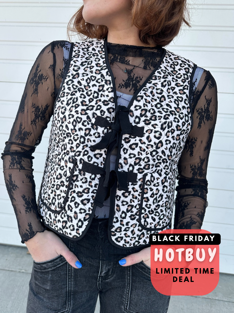 Leopard Bowtie Quilted Vest