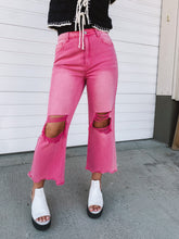 Load image into Gallery viewer, Pink Vervet Dupe Mineral Wash Denim Pants
