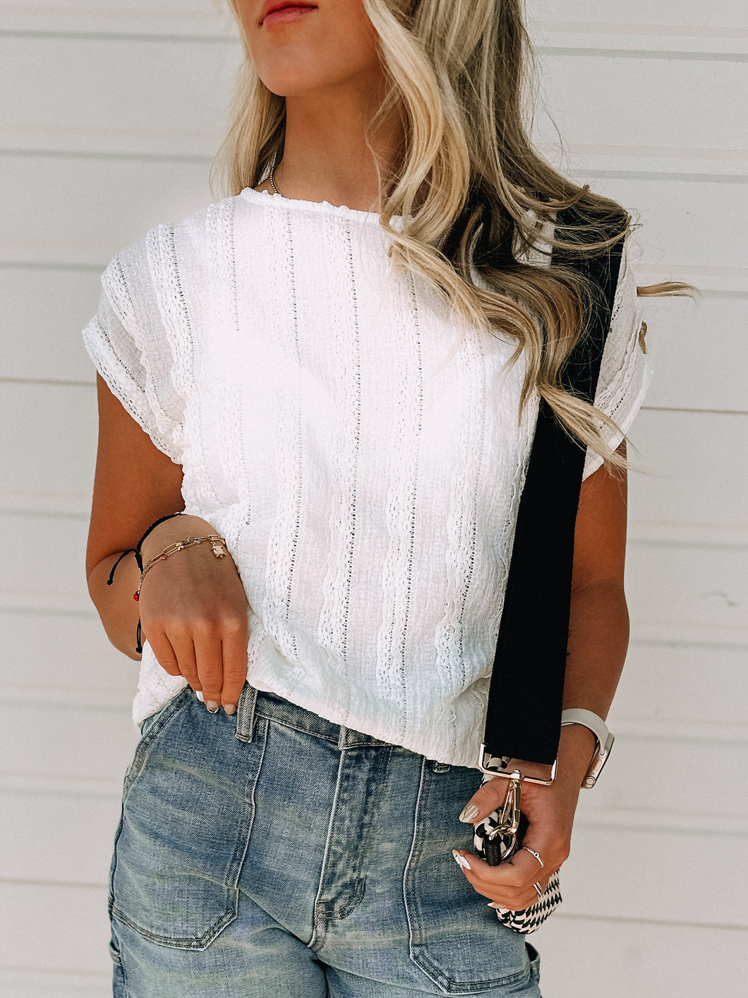 White Kimberli Edgy Top - stretch