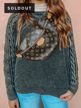 Load image into Gallery viewer, Slate Mineral Washed Cable Sweater
