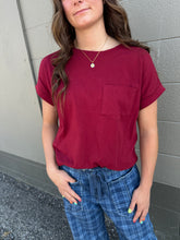 Load image into Gallery viewer, Tiva Burgundy Pocket Tee
