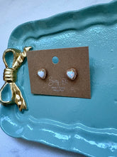 Load image into Gallery viewer, Stone Heart Mini Earring- Sterling Silver
