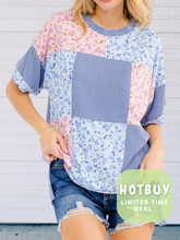 Load image into Gallery viewer, Happy Patchwork Ribbed Top- stretchy
