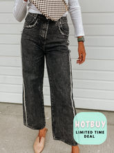 Load image into Gallery viewer, Midnight Track Denim- wide legs
