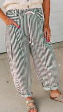 Load image into Gallery viewer, Freya Stripe Dark Green Rope Barrel Denim- Cotton Blend
