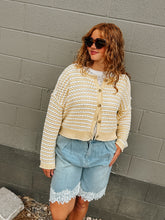 Load image into Gallery viewer, Sunflower Yellow Crochet Button Sweater
