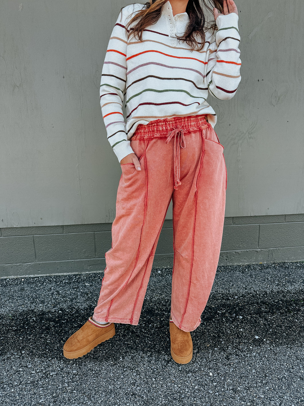 Aviva Barrel Boho Rust Mineral Pants- cotton